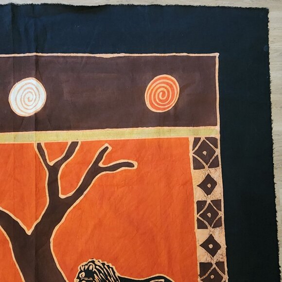 Batik Cotton Fabric Panel African Animal Tree of Life Safari Themed 80"x74" - Picture 5 of 10
